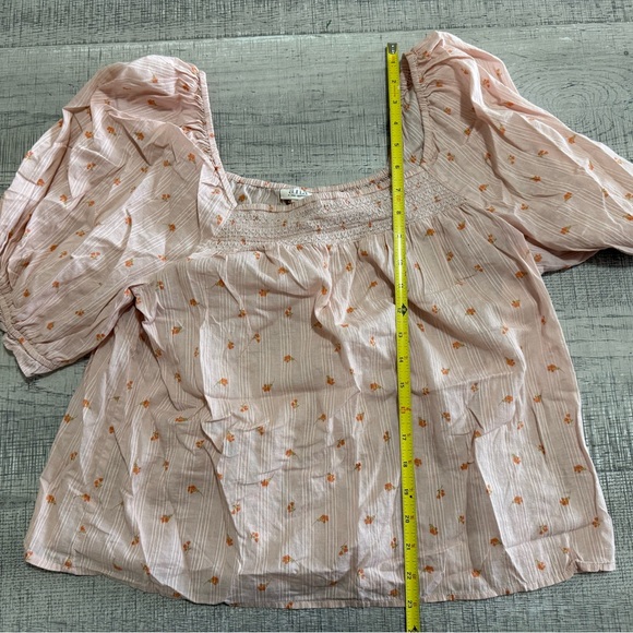 Ana Floral Print Smocked Square Neck Blouse Top Size Medium - Picture 8 of 10